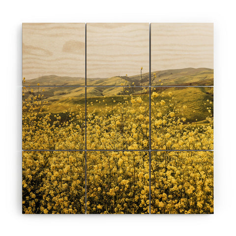 By Brije Spring is Here Yellow Wildflowers Wood Wall Mural