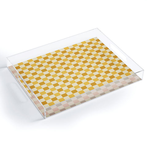 By Brije Yellow Crossings Classic Gingham Checker Acrylic Tray