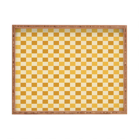 By Brije Yellow Crossings Classic Gingham Checker Rectangular Tray