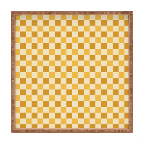 By Brije Yellow Crossings Classic Gingham Checker Square Tray