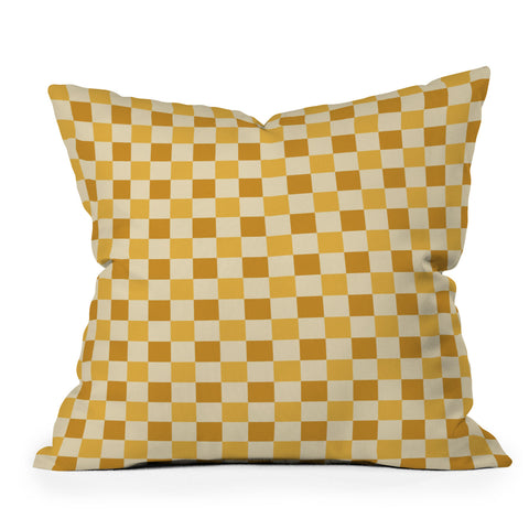By Brije Yellow Crossings Classic Gingham Checker Outdoor Throw Pillow