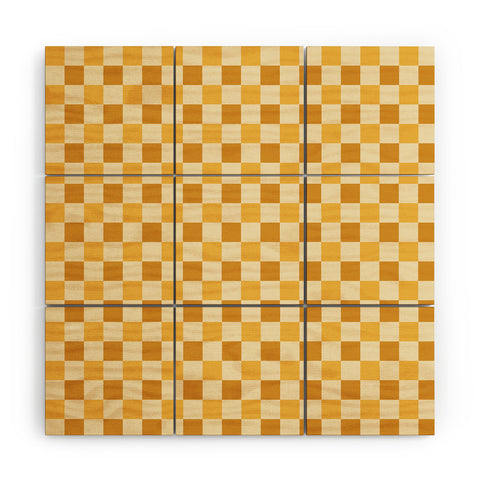By Brije Yellow Crossings Classic Gingham Checker Wood Wall Mural