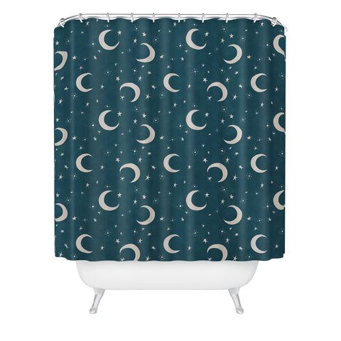 Byre Wilde Goodnight Sky silver moon Shower Curtain