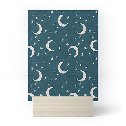 Byre Wilde Goodnight Sky silver moon Mini Art Print