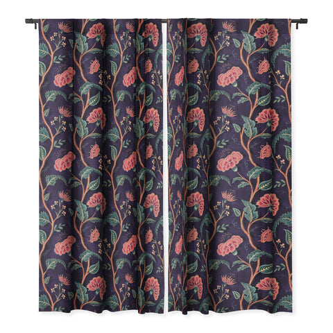 Byre Wilde Indienne Vine Deep Coral Blackout Window Curtain