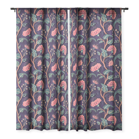 Byre Wilde Indienne Vine Deep Coral Sheer Window Curtain