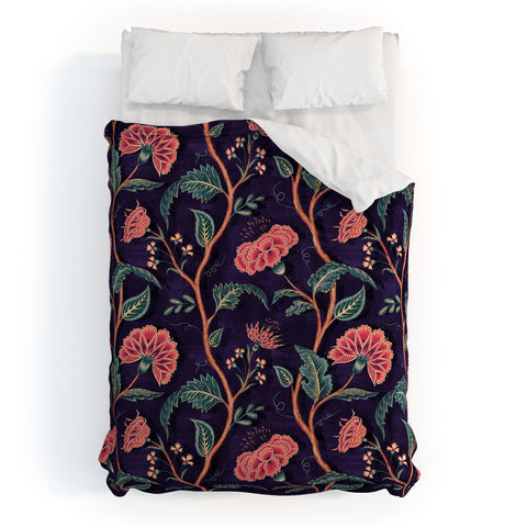 Byre Wilde Indienne Vine Deep Coral Duvet Cover