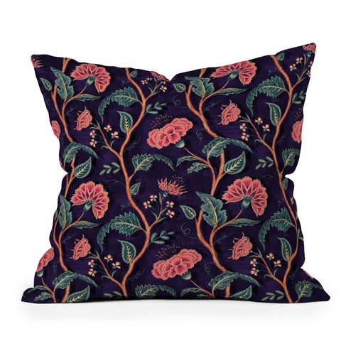 Byre Wilde Indienne Vine Deep Coral Throw Pillow