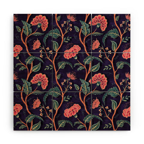 Byre Wilde Indienne Vine Deep Coral Wood Wall Mural