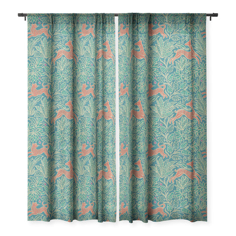 Byre Wilde Jungle Fawn and Cat Sheer Window Curtain