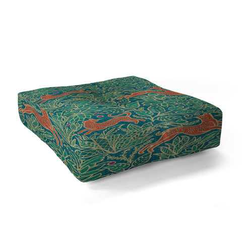 Byre Wilde Jungle Fawn and Cat Floor Pillow Square