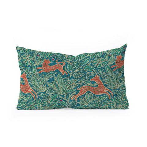 Byre Wilde Jungle Fawn and Cat Oblong Throw Pillow