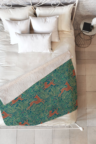 Byre Wilde Jungle Fawn and Cat Fleece Throw Blanket