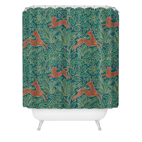 Byre Wilde Jungle Fawn and Cat Shower Curtain