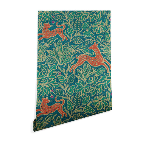 Byre Wilde Jungle Fawn and Cat Wallpaper