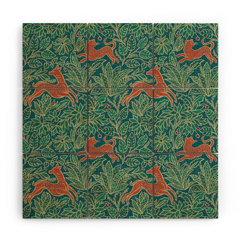 Byre Wilde Jungle Fawn and Cat Wood Wall Mural