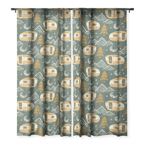 Byre Wilde Little Camper forest green Sheer Non Repeat