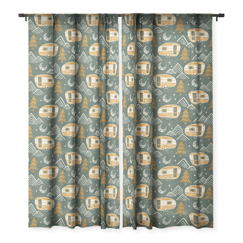 Byre Wilde Little Camper forest green Sheer Window Curtain