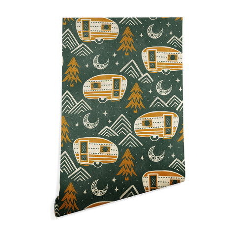 Byre Wilde Little Camper forest green Wallpaper