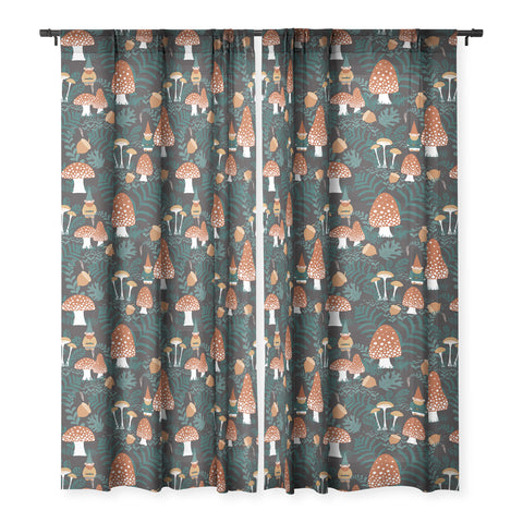 Byre Wilde Mushroom Forest Gnomes Sheer Window Curtain