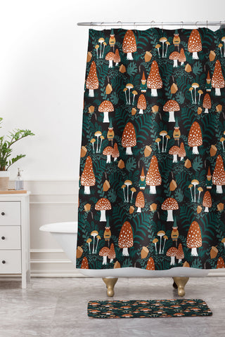 Byre Wilde Mushroom Forest Gnomes Shower Curtain And Mat