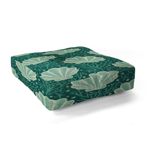 Byre Wilde Seashell sea green Floor Pillow Square