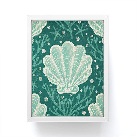 Byre Wilde Seashell sea green Framed Mini Art Print