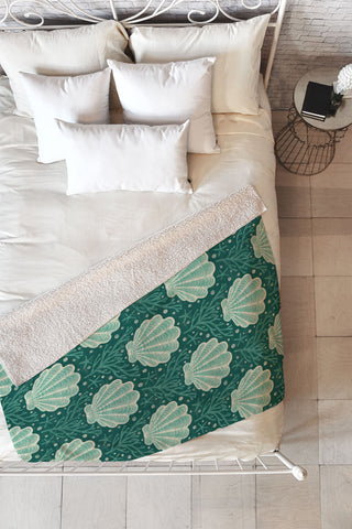 Byre Wilde Seashell sea green Fleece Throw Blanket
