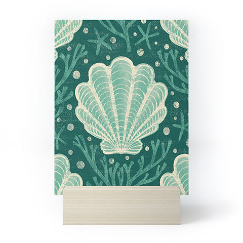 Byre Wilde Seashell sea green Mini Art Print