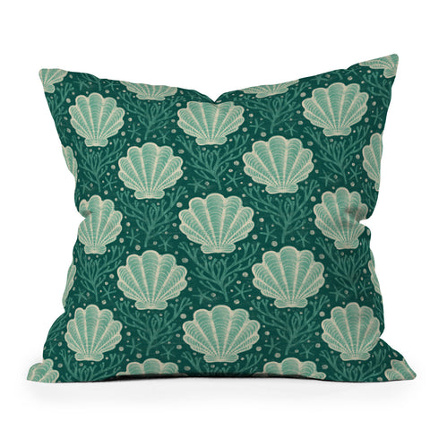 Byre Wilde Seashell sea green Outdoor Throw Pillow