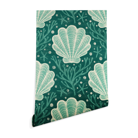 Byre Wilde Seashell sea green Wallpaper