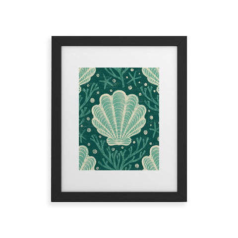 Byre Wilde Seashell sea green Framed Art Print