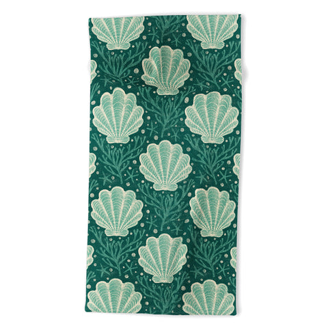 Byre Wilde Seashell sea green Beach Towel