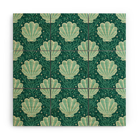 Byre Wilde Seashell sea green Wood Wall Mural