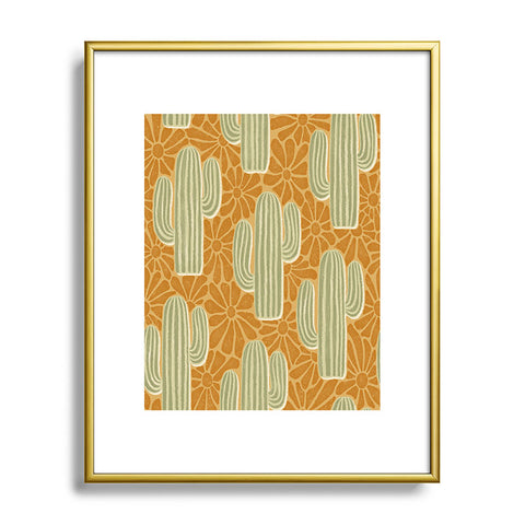 Byre Wilde Sonora gold and sage Metal Framed Art Print