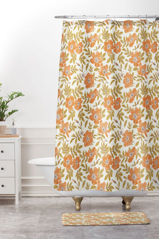 Byre Wilde Wild Mountain Roses vintage Shower Curtain And Mat