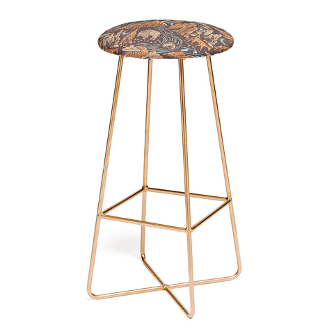 Byre Wilde Wild West Brown Orange Blue Bar Stool