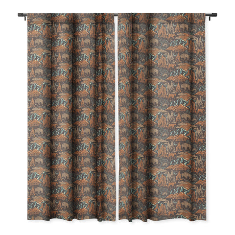 Byre Wilde Wild West Brown Orange Blue Blackout Window Curtain