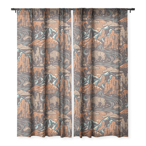 Byre Wilde Wild West Brown Orange Blue Sheer Non Repeat