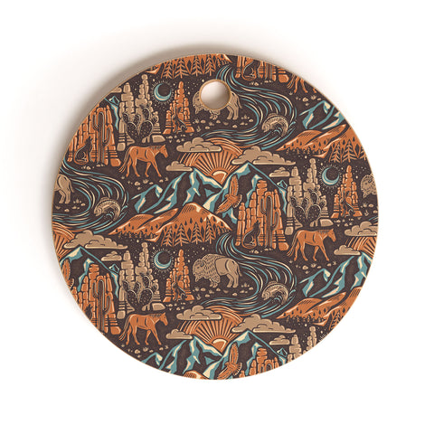 Byre Wilde Wild West Brown Orange Blue Cutting Board Round