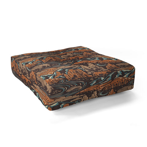Byre Wilde Wild West Brown Orange Blue Floor Pillow Square