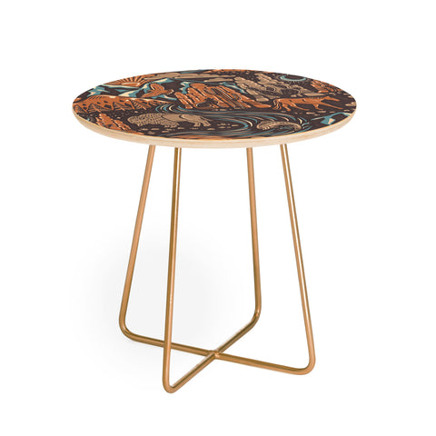 Byre Wilde Wild West Brown Orange Blue Round Side Table
