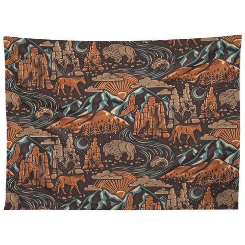Byre Wilde Wild West Brown Orange Blue Tapestry