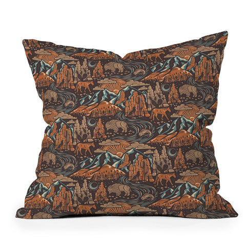 Byre Wilde Wild West Brown Orange Blue Outdoor Throw Pillow