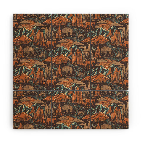 Byre Wilde Wild West Brown Orange Blue Wood Wall Mural