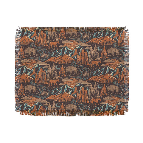 Byre Wilde Wild West Brown Orange Blue Throw Blanket