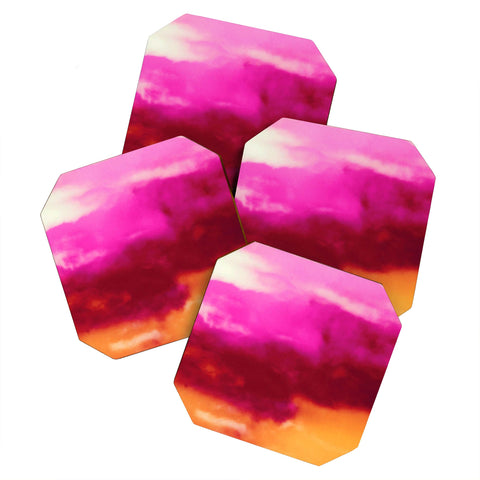 Caleb Troy Cherry Rose Painted Clouds Coaster Set