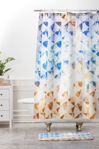 Caleb Troy indie gold sky Shower Curtain And Mat