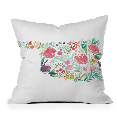 Calliegraf_Ink Bloomin Oklahoma Outdoor Throw Pillow