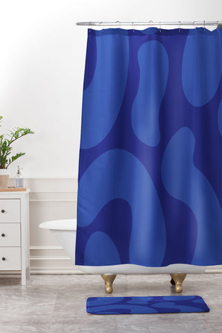Camilla Foss Blue Pebble Shower Curtain And Mat